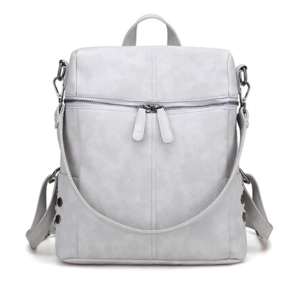 Faux Leather Mini Backpack Available in Grey! - Picture 1 of 5